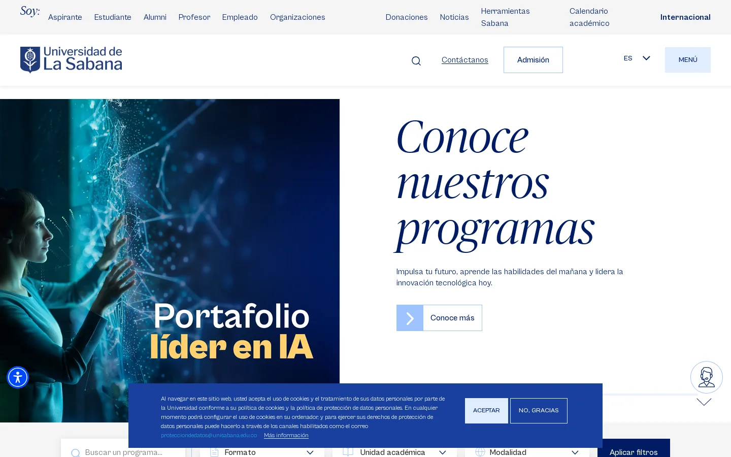Universidad de La Sabana | Universidad de La Sabana 首页截图