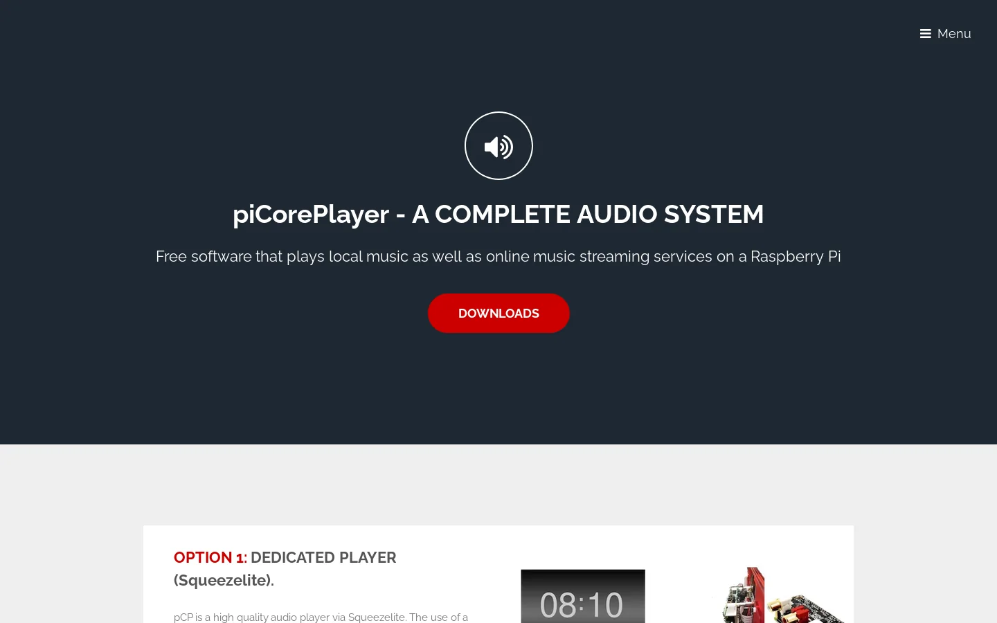 piCorePlayer 首页截图