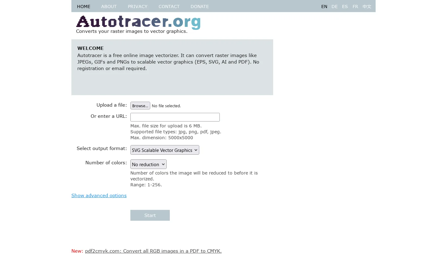Online image vectorizer 首页截图