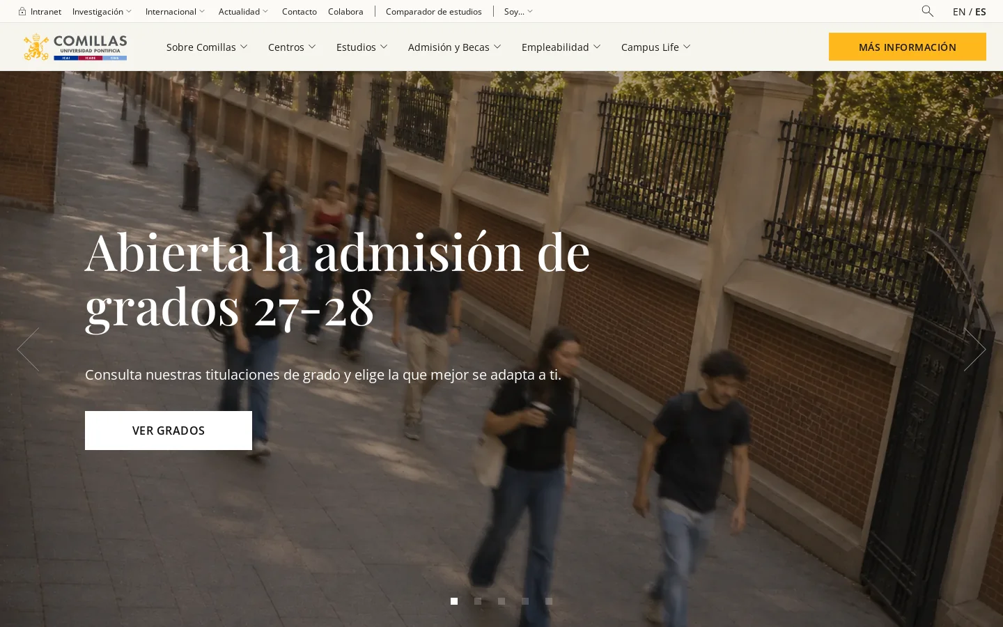 Home | Universidad Pontificia Comillas 首页截图