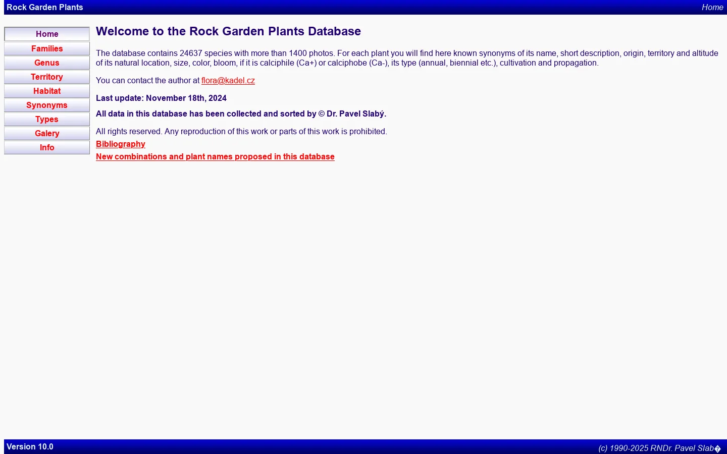 Rock Garden Plant Database 首页截图