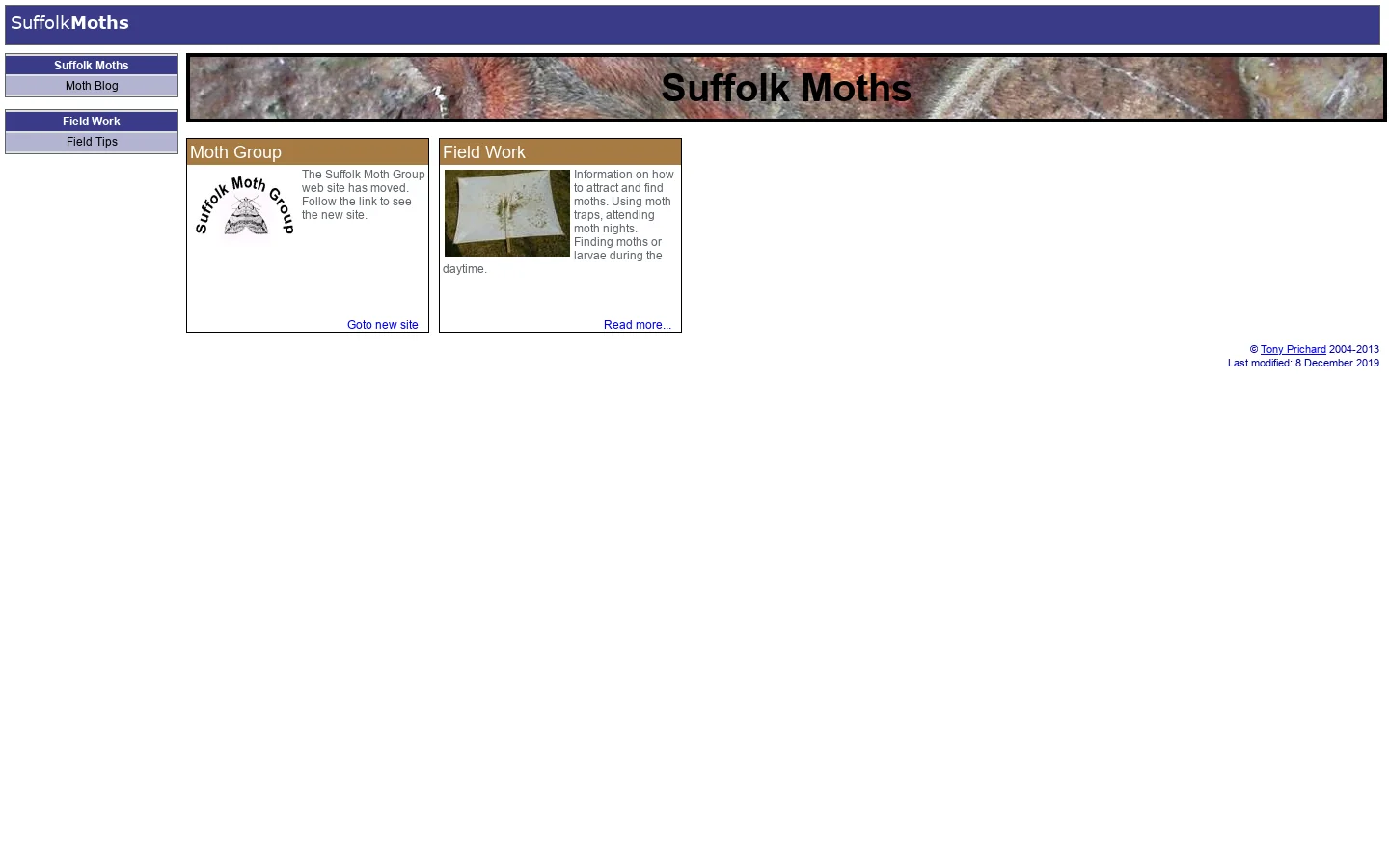 Suffolk Moths 首页截图