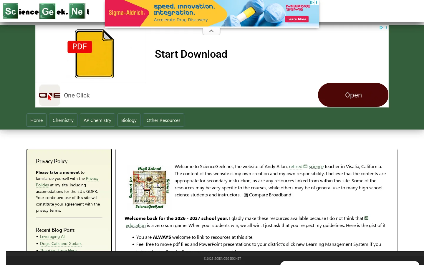 ScienceGeek.net Homepage 首页截图