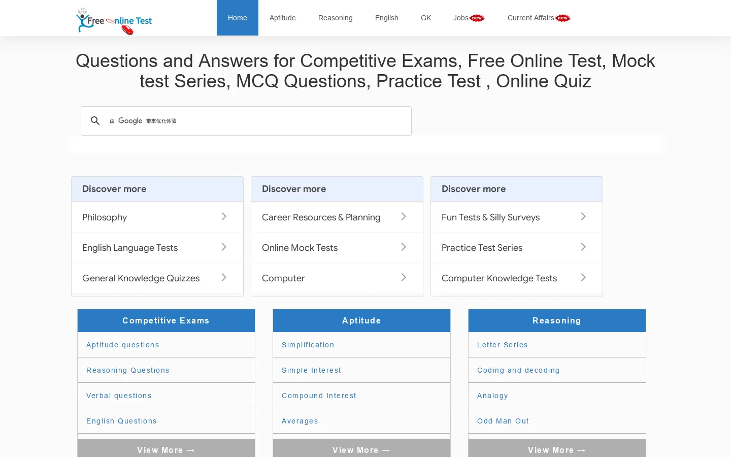 Free Online Test GK, Current Affairs 首页截图