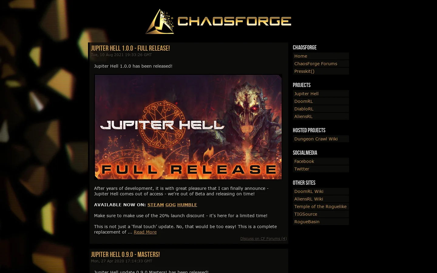 chaosforge.org 首页截图