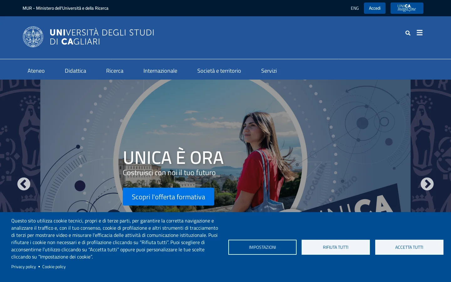 Home page | Università degli Studi di Cagliari 首页截图