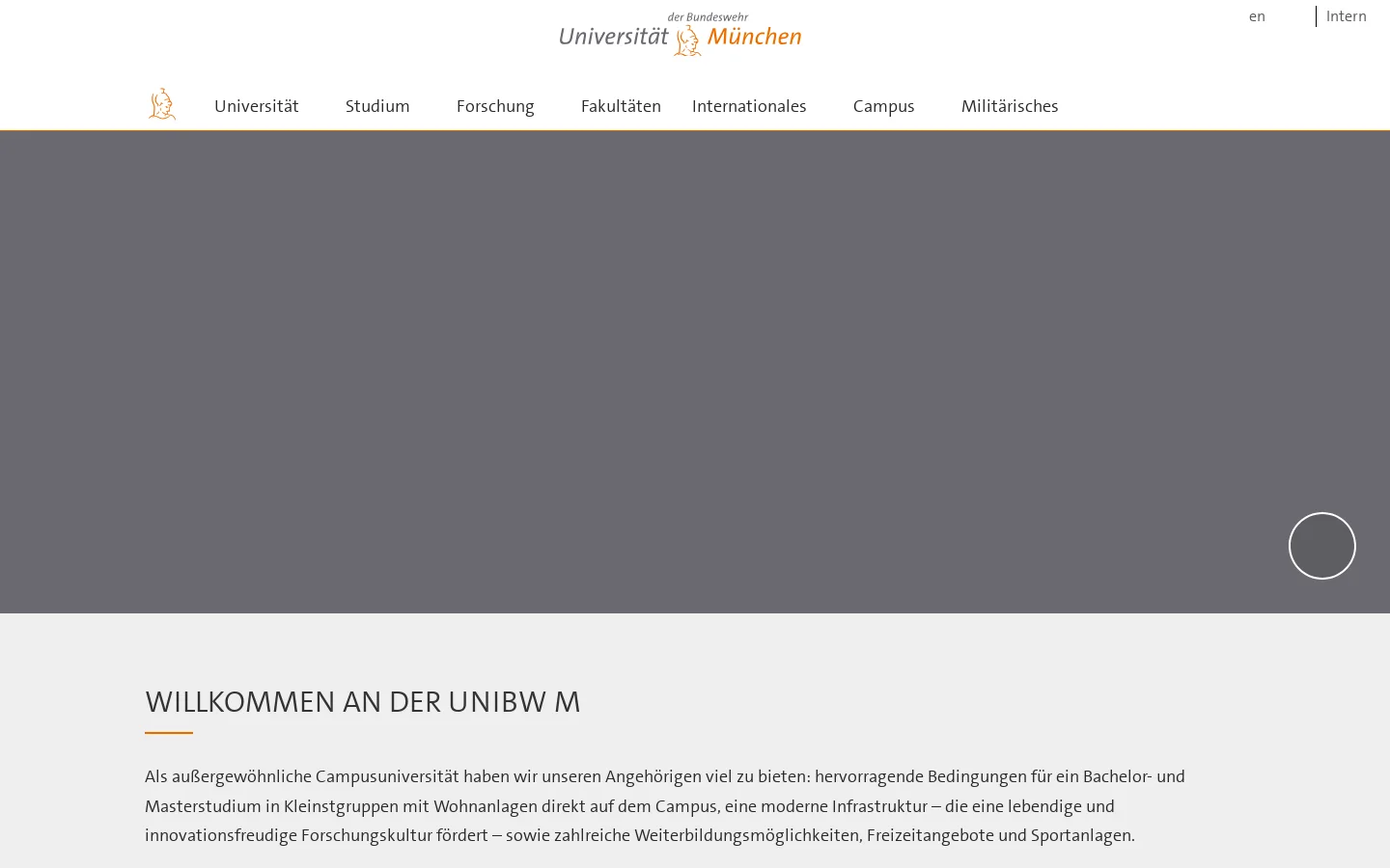 Universität der Bundeswehr München — Home 首页截图