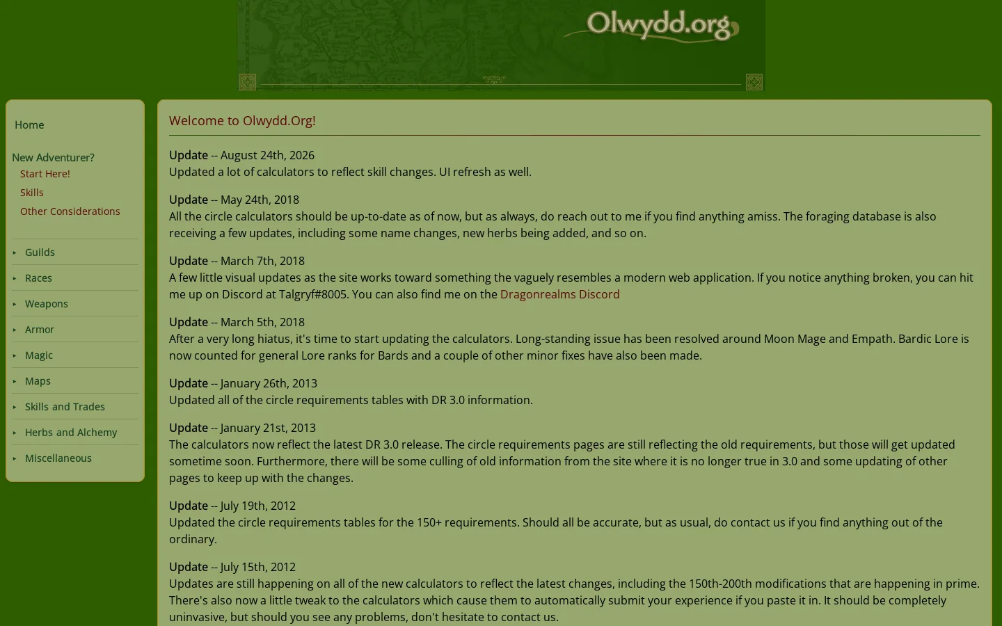 Olwydd.Org 首页截图
