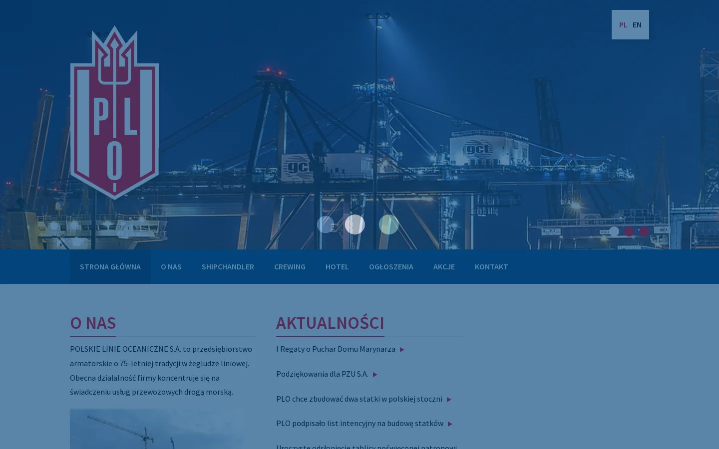 Strona główna – Polskie Linie Oceaniczne S.A. 首页截图