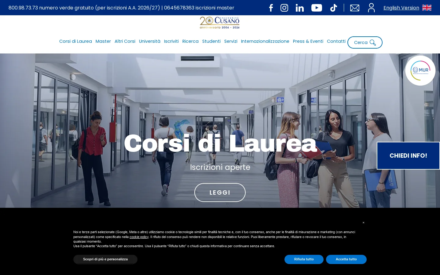 Università Telematica Unicusano | Università Online Niccolò Cusano 首页截图