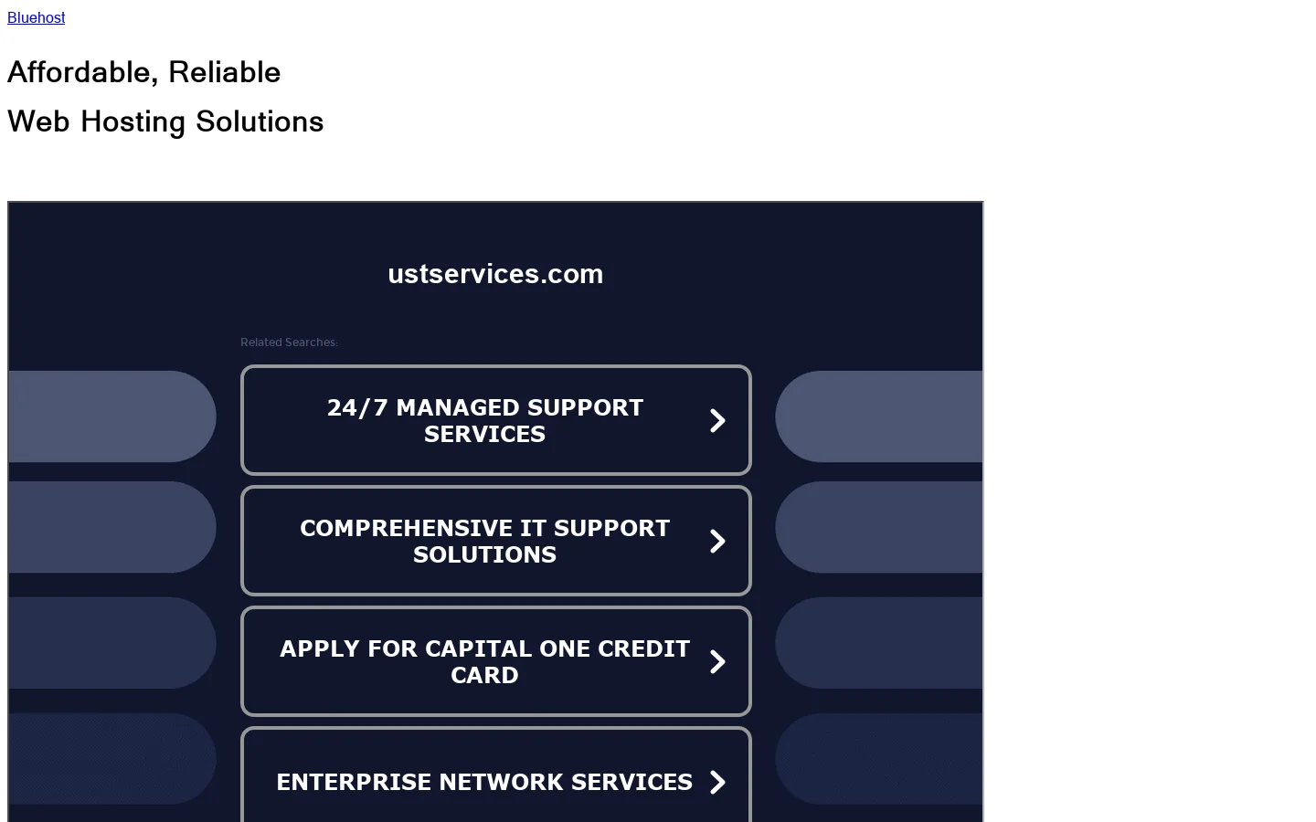 Welcome ustservices.com - BlueHost.com 首页截图