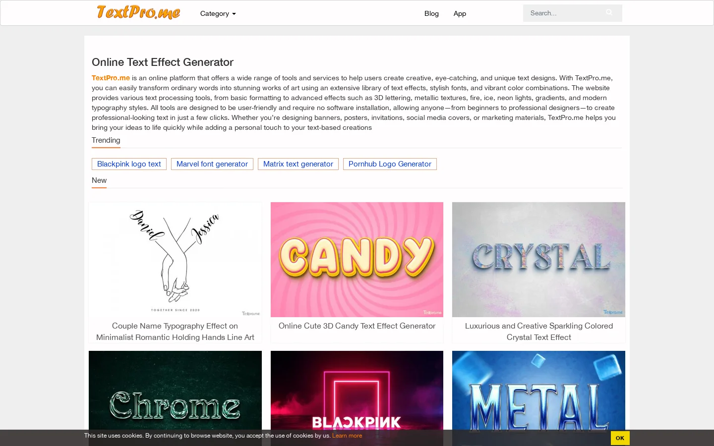 Online Text Effect Generator – Make Cool Text Effects in Second 首页截图