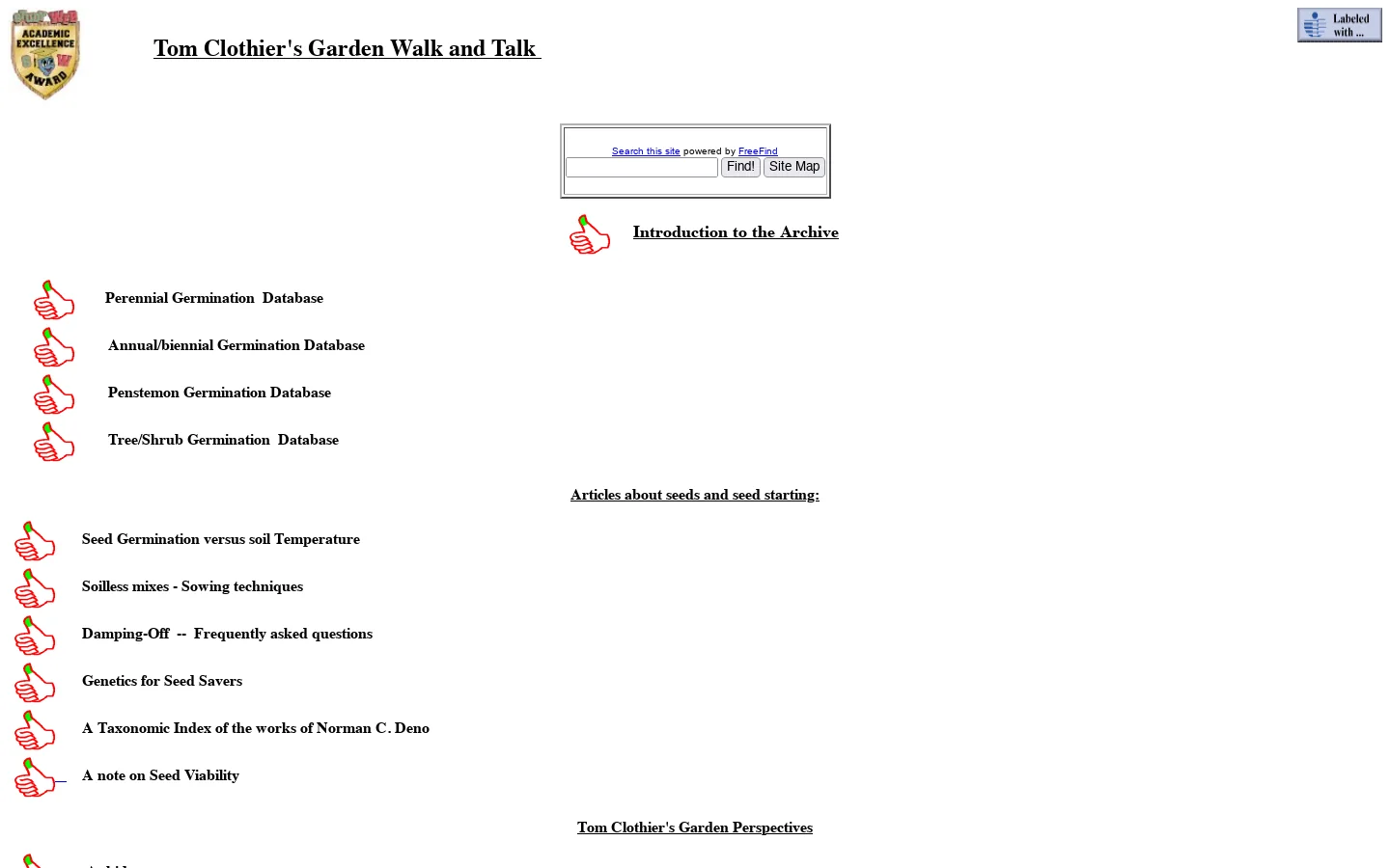 Tom Clothier's Garden Walk and Talk 首页截图