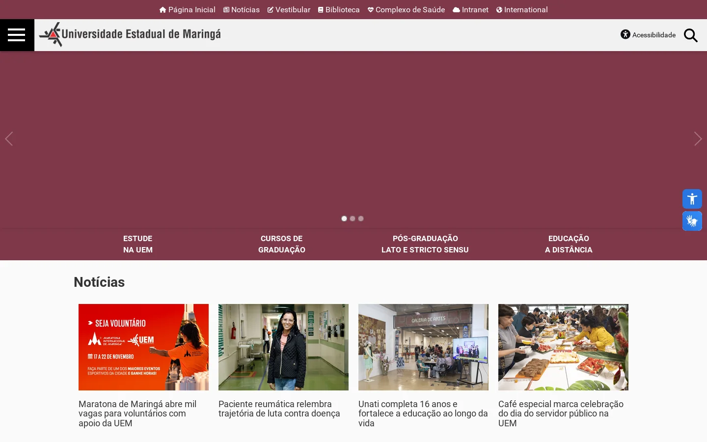 Universidade Estadual de Maringá 首页截图