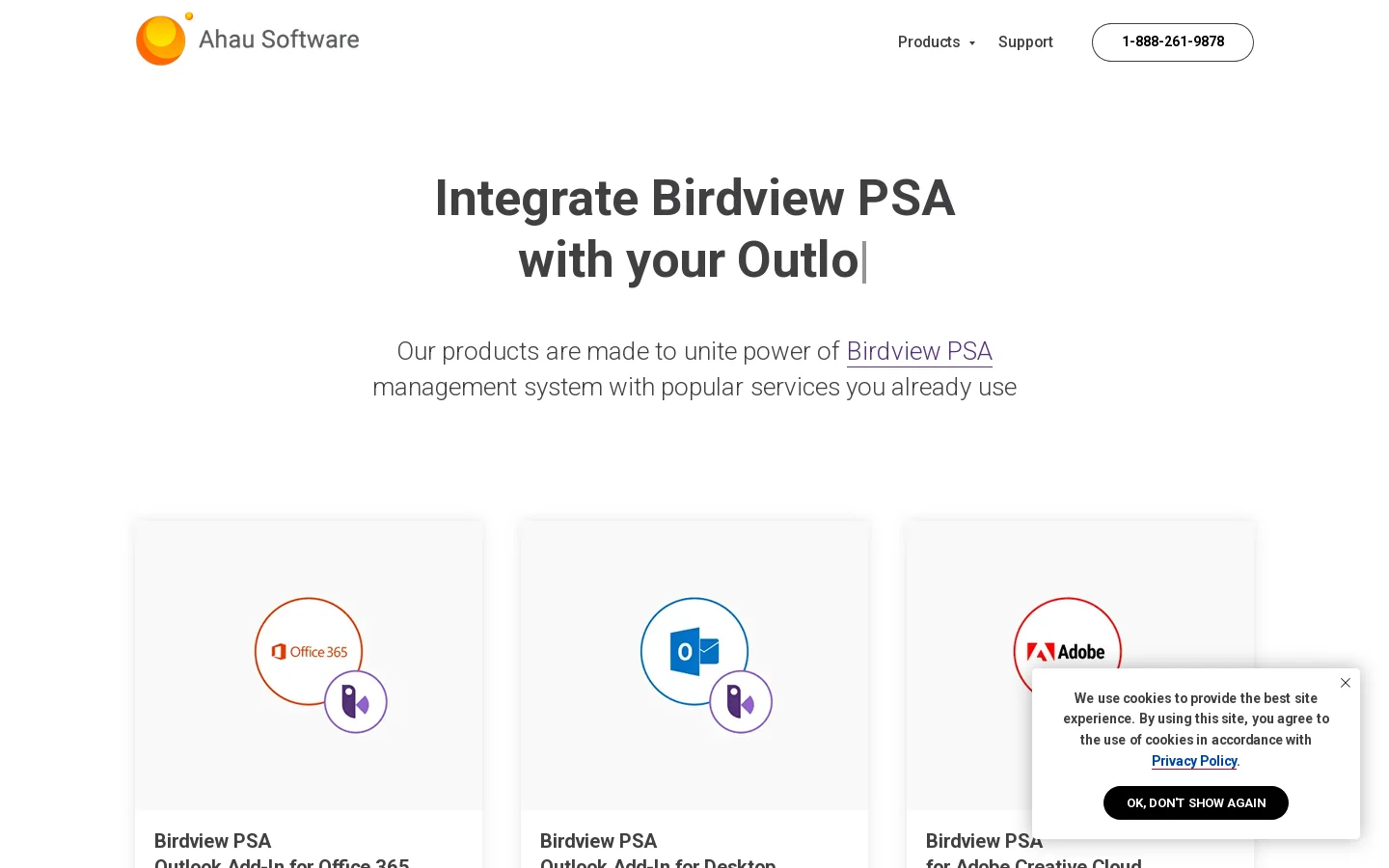 Birdview PSA Integrations for Microsoft Outlook, Microsoft Office 365, Intuit QuickBooks, Adobe Creative Cloud 首页截图