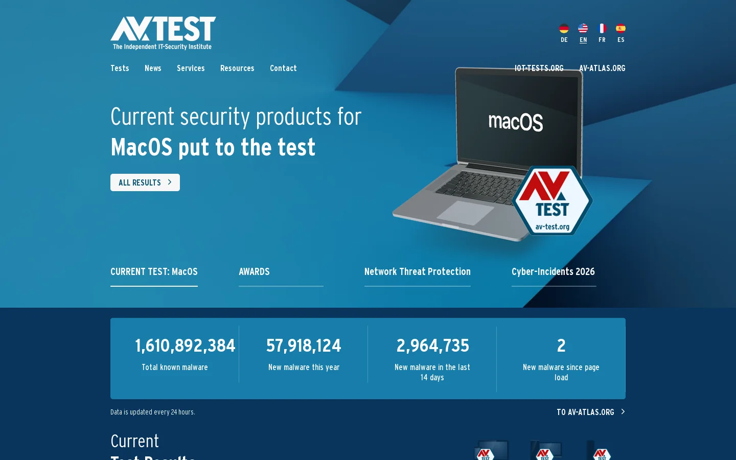 AV-TEST 首页截图