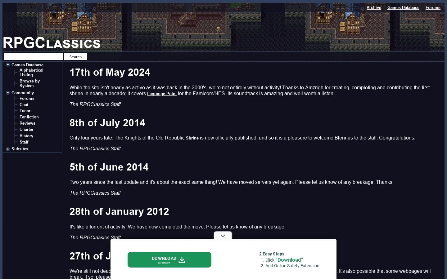 RPGClassics 2.0 首页截图