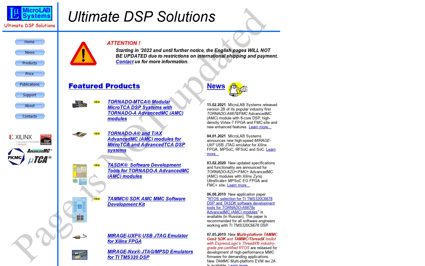 MicroLAB Systems - TORNADO-iMTCA and TORNADO-MTCA modular iMTCA and MicroTCA systems with TORNADO-A AdvancedMC modules for DSP and industrial applications. MIRAGE emulators for DSP and FPGA. 首页截图