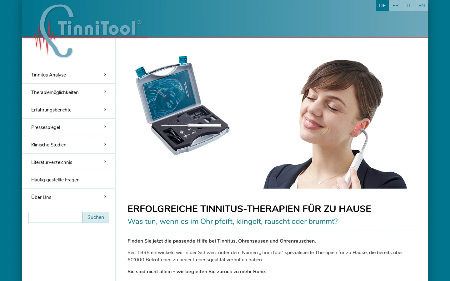 Erfolgreichste Therapien zur Behandlung von Ohrensausen | Tinnitus Hilfe 首页截图