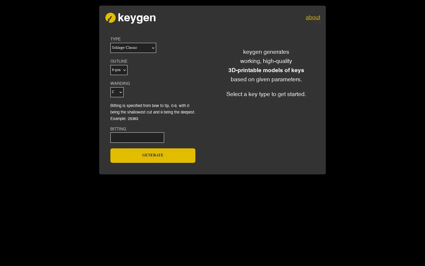 keygen 首页截图