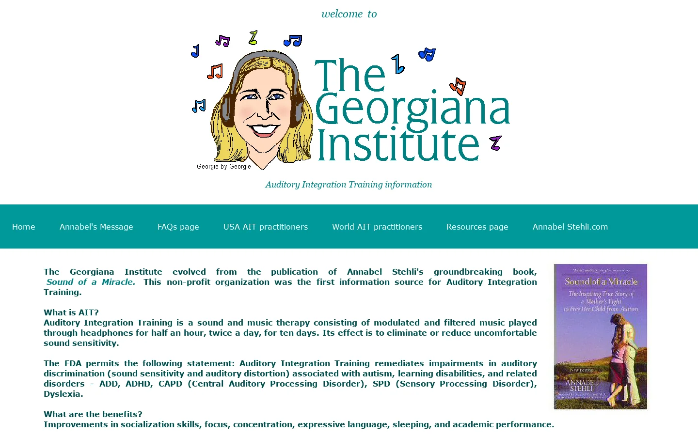 Mobile Friendly version - Auditory Integration Training (AIT) information · The Georgiana Institute 首页截图
