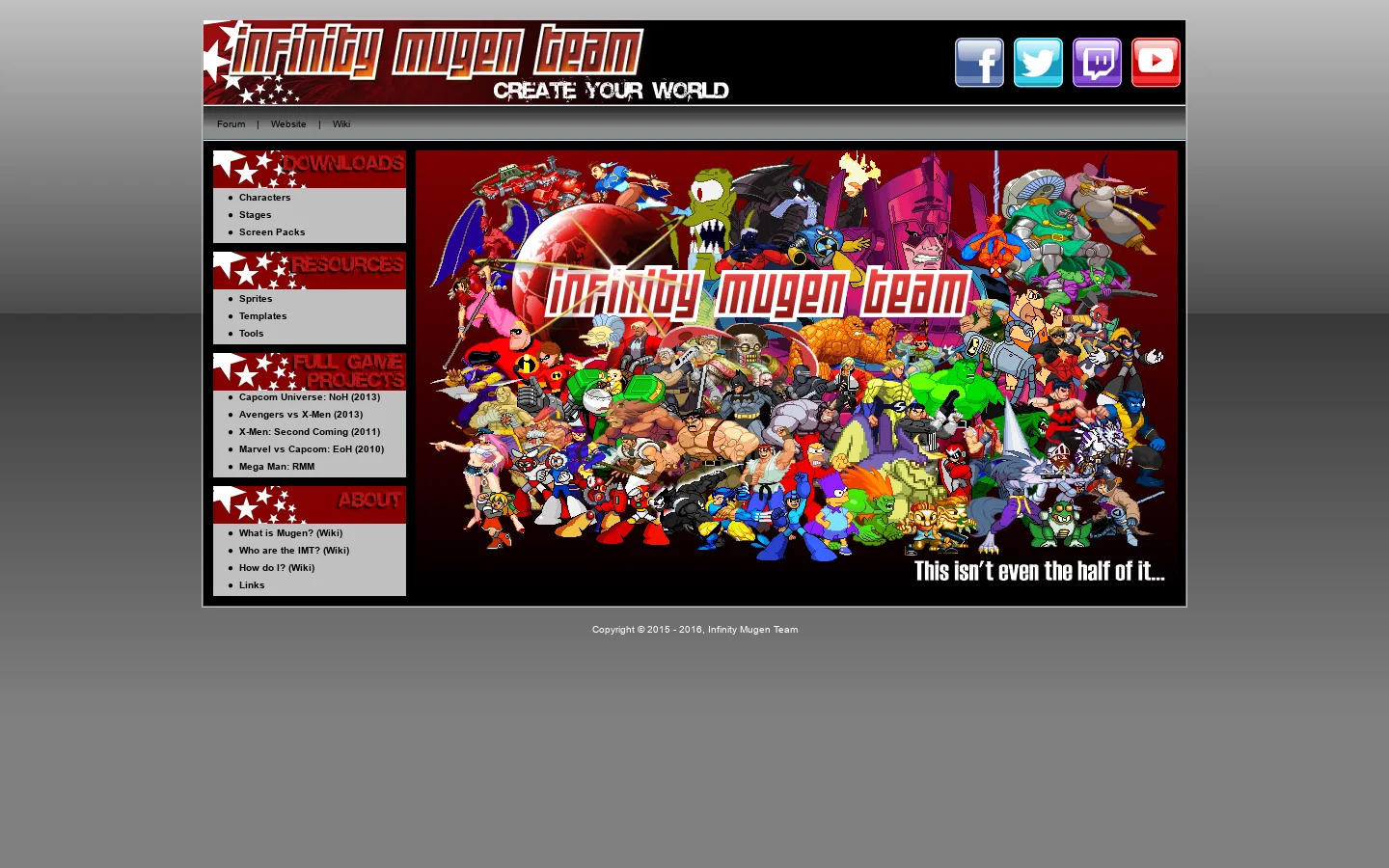 Infinity Mugen Team 首页截图