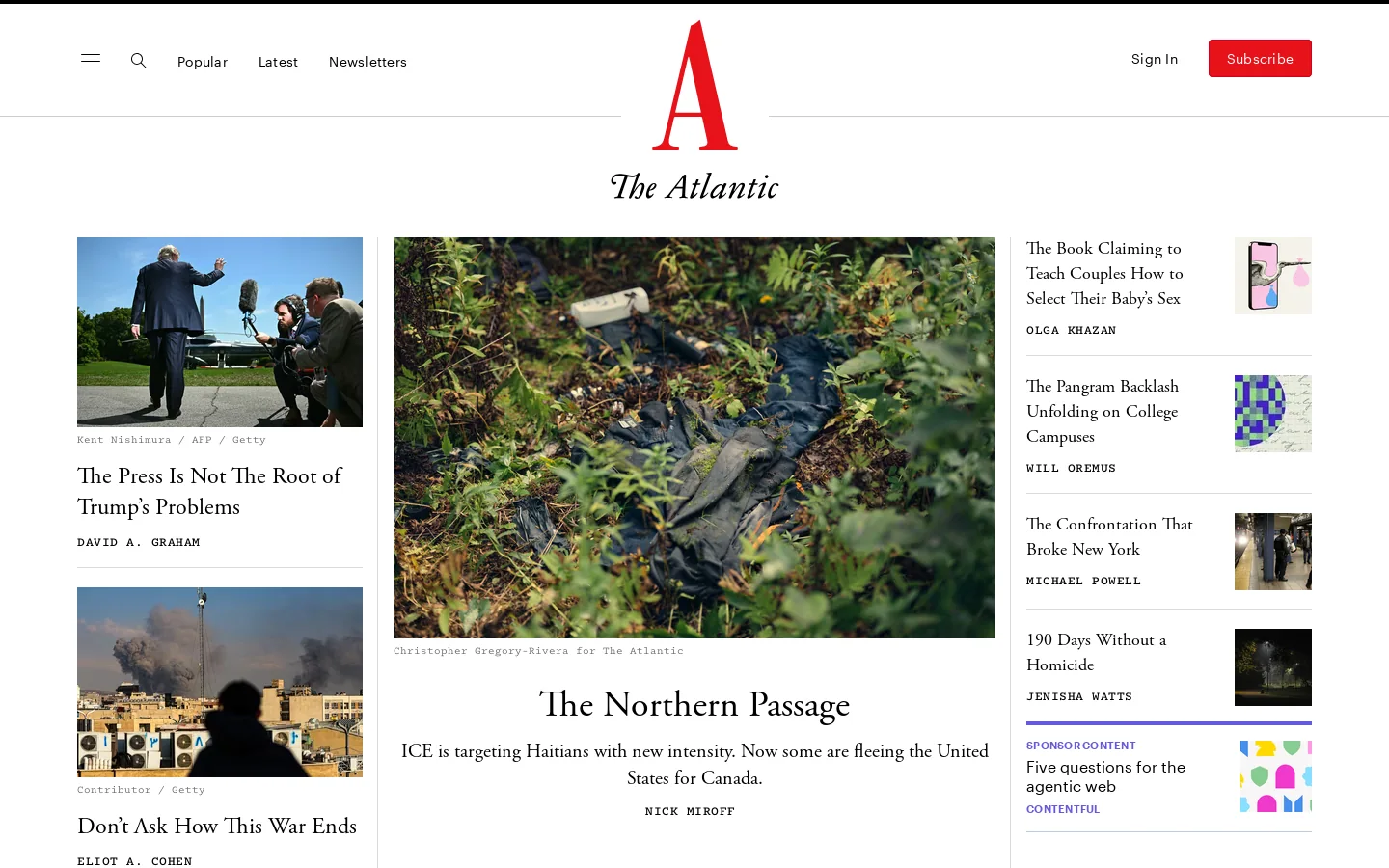 大西洋(The Atlantic) 美国知名报刊 首页截图