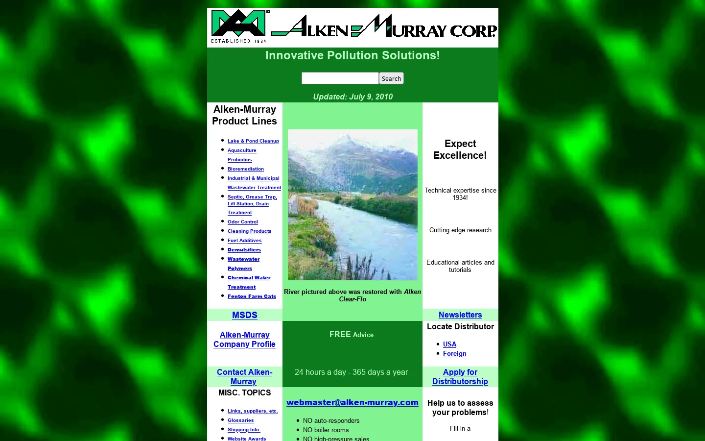 Alken-Murray, Innovative Pollution Solutions since 1934 首页截图