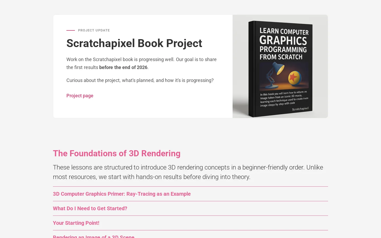 Scratchapixel Home Page 首页截图