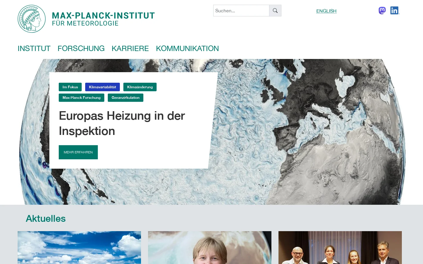 Max-Planck-Institut für Meteorologie: Startseite 首页截图