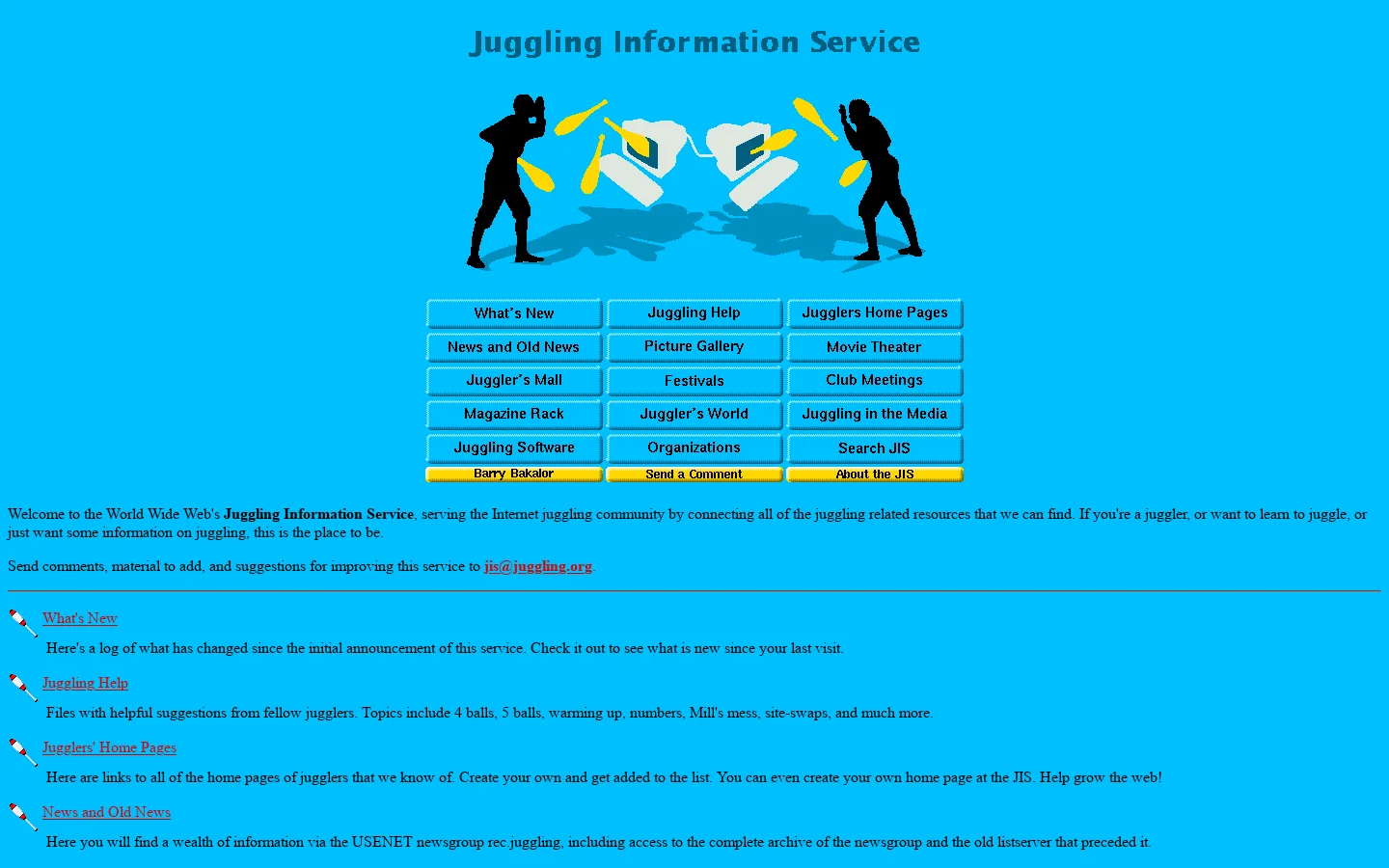 Juggling Information Service 首页截图