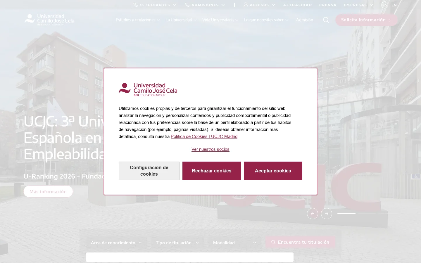 Universidad Camilo José Cela | Universidad privada en Madrid 首页截图