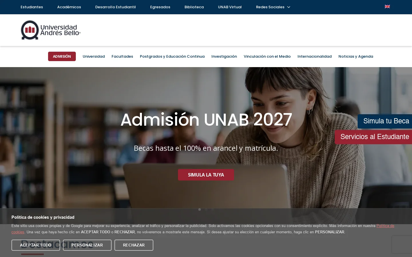 UNAB 首页截图