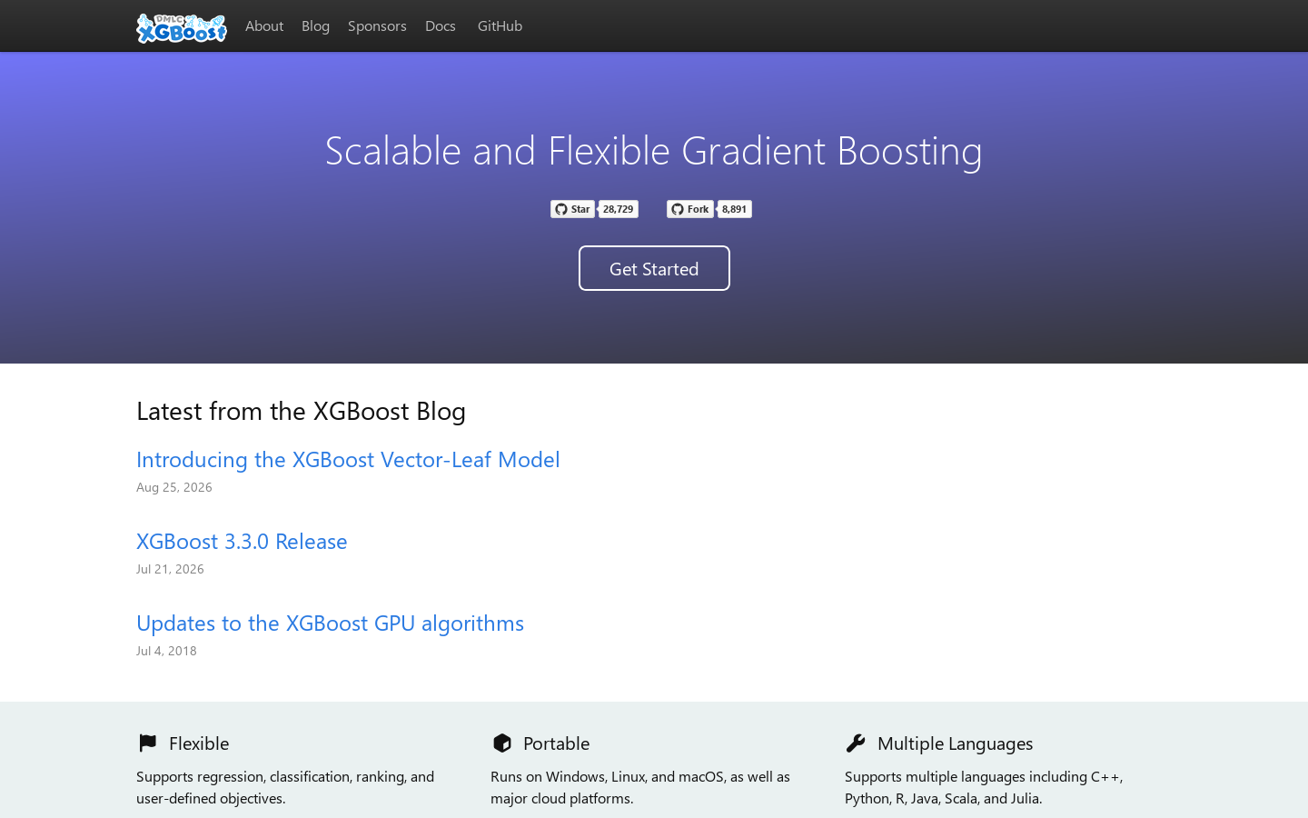 XGBoost 首页截图