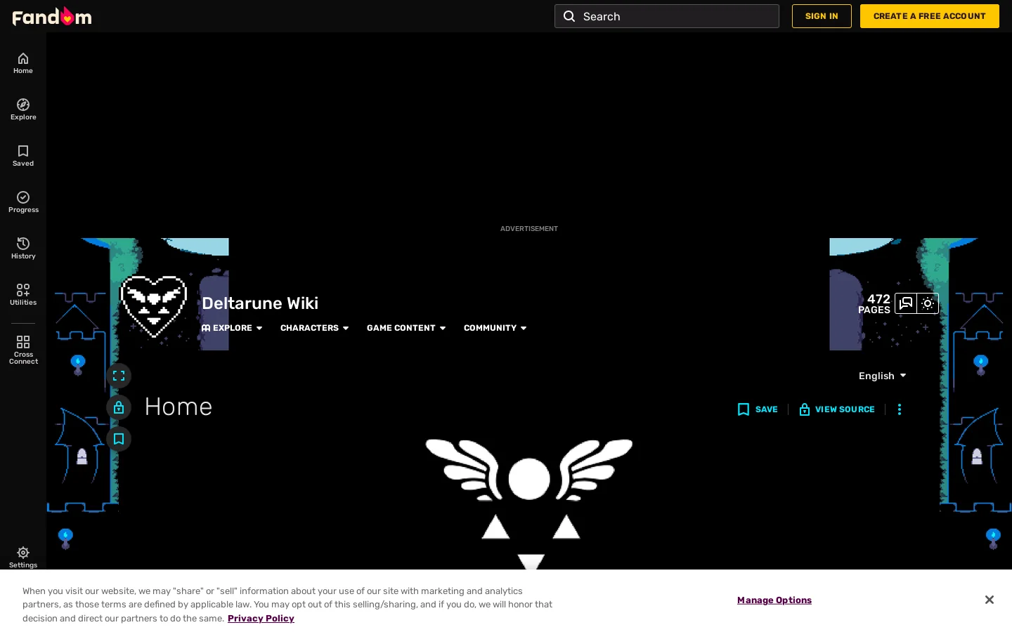 deltarune.fandom.com 首页截图