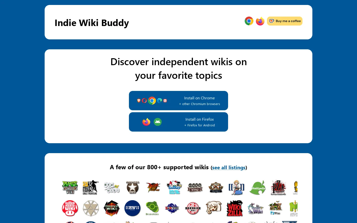Indie Wiki Buddy 首页截图