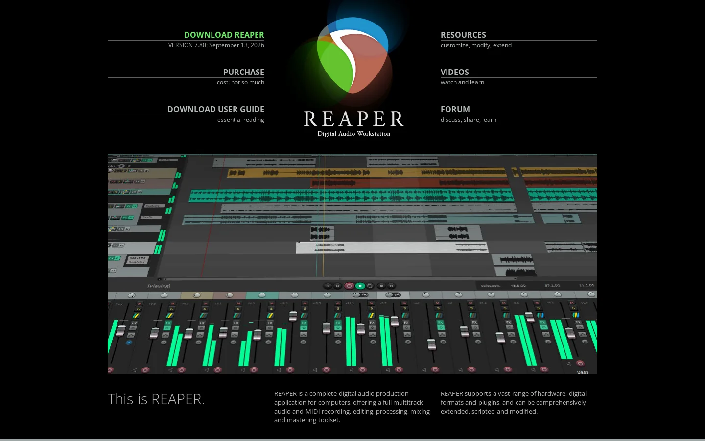 REAPER 首页截图