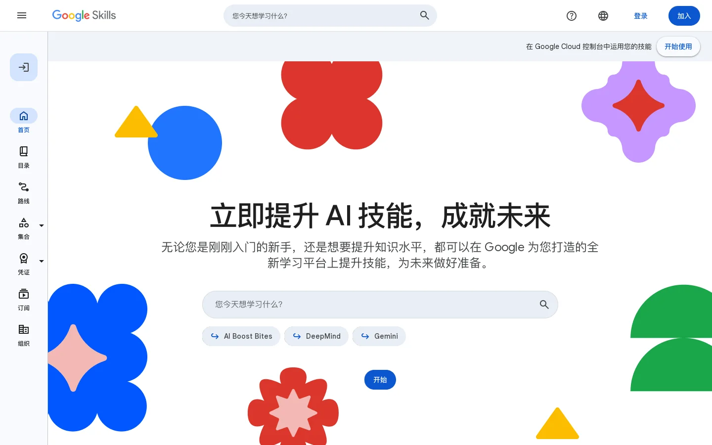 Google Skills 首页截图