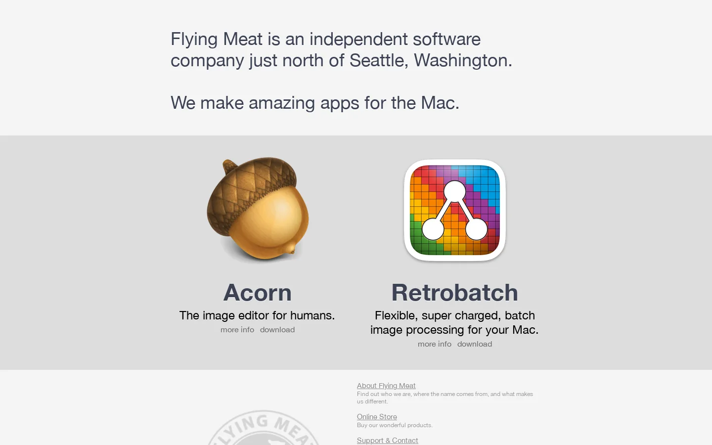 Flying Meat Software 首页截图