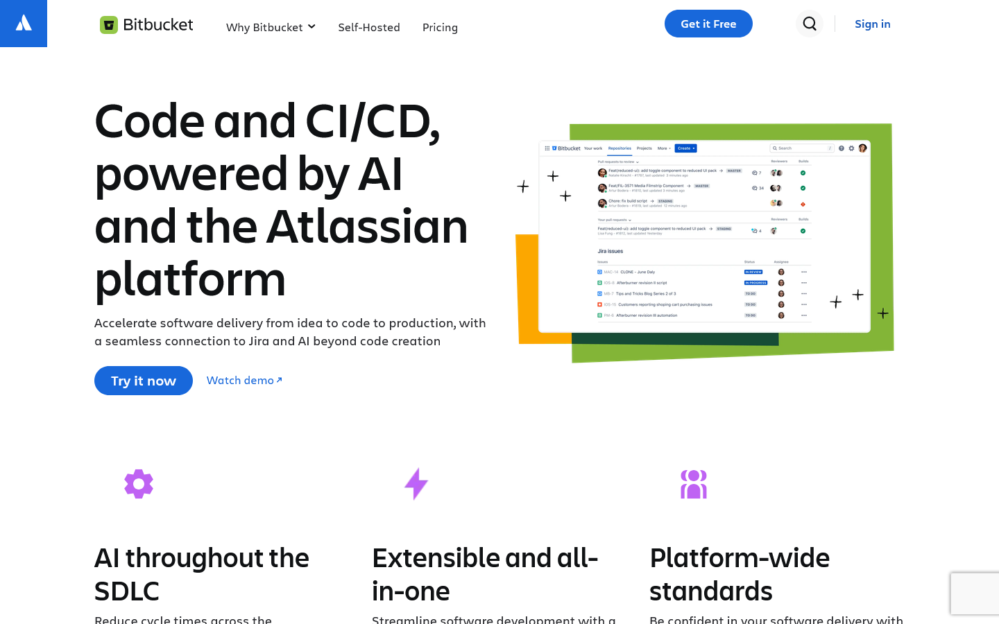 Bitbucket Home Page 首页截图