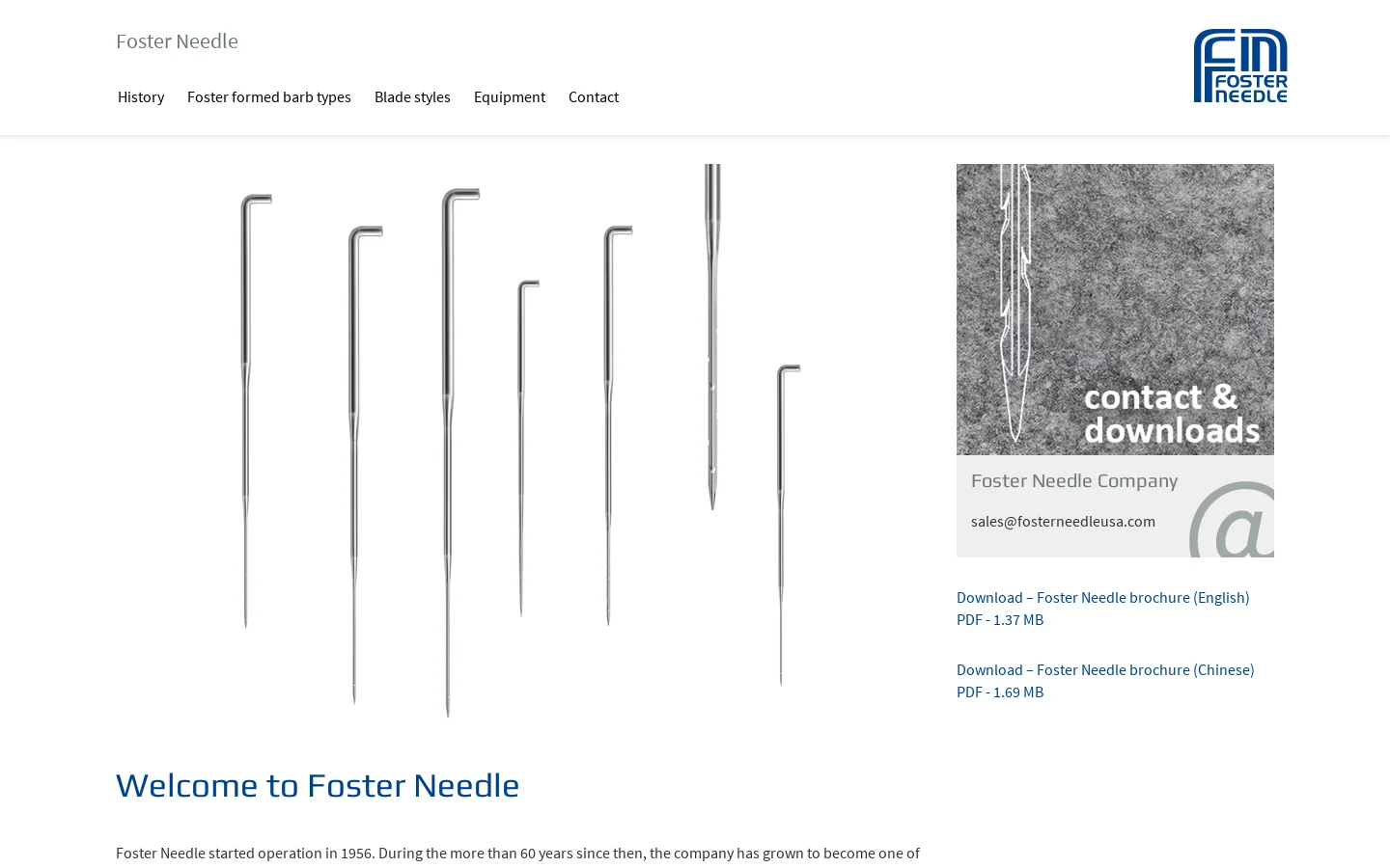 Welcome to Foster Needle 首页截图