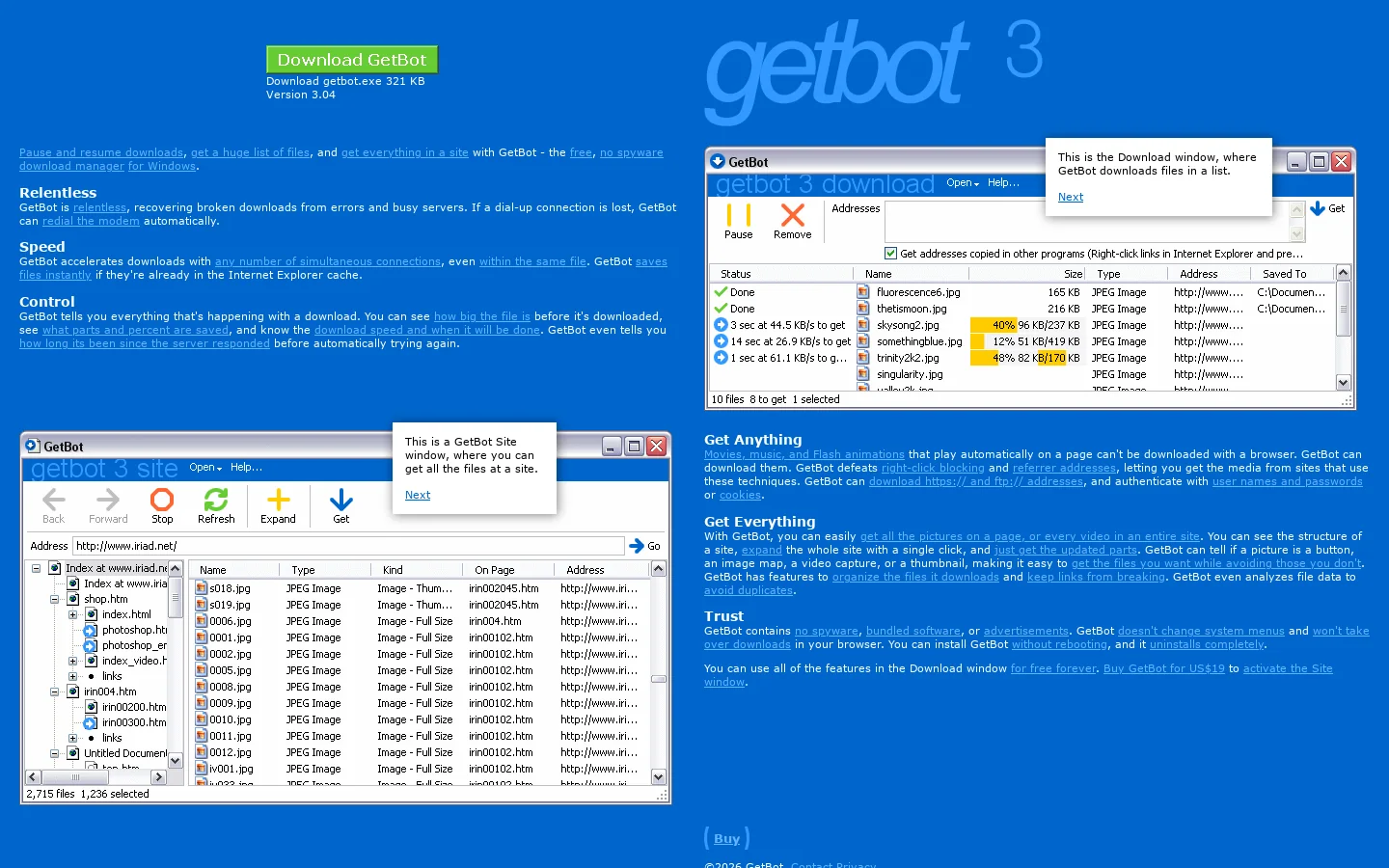 GetBot 首页截图