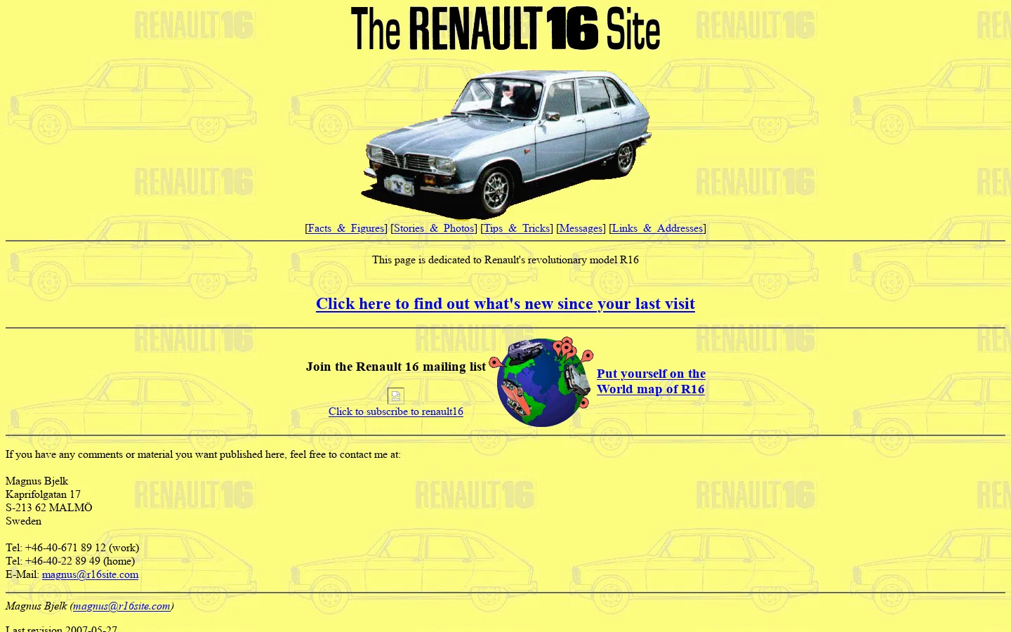 The Renault 16 Site 首页截图