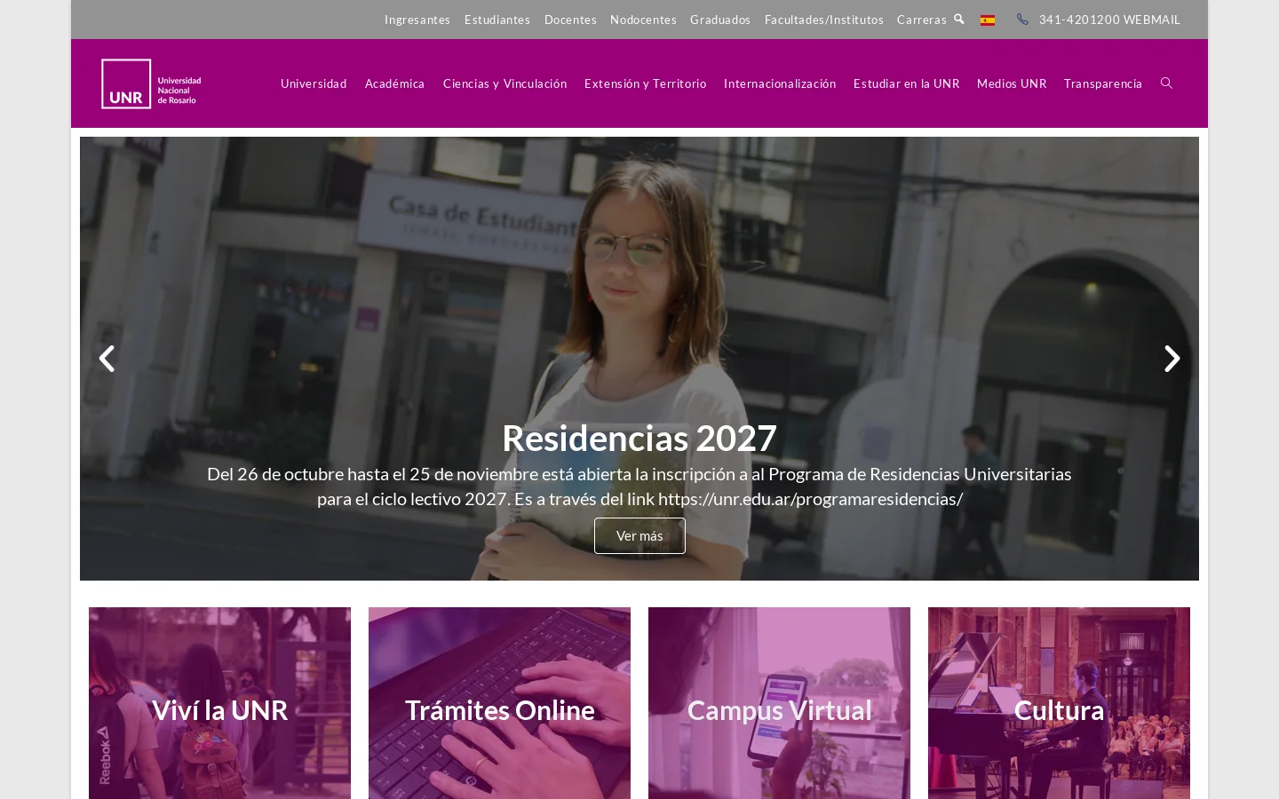 Inicio - Universidad Nacional de Rosario 首页截图