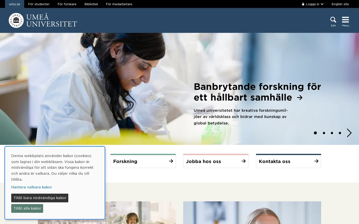 Umeå universitet 首页截图