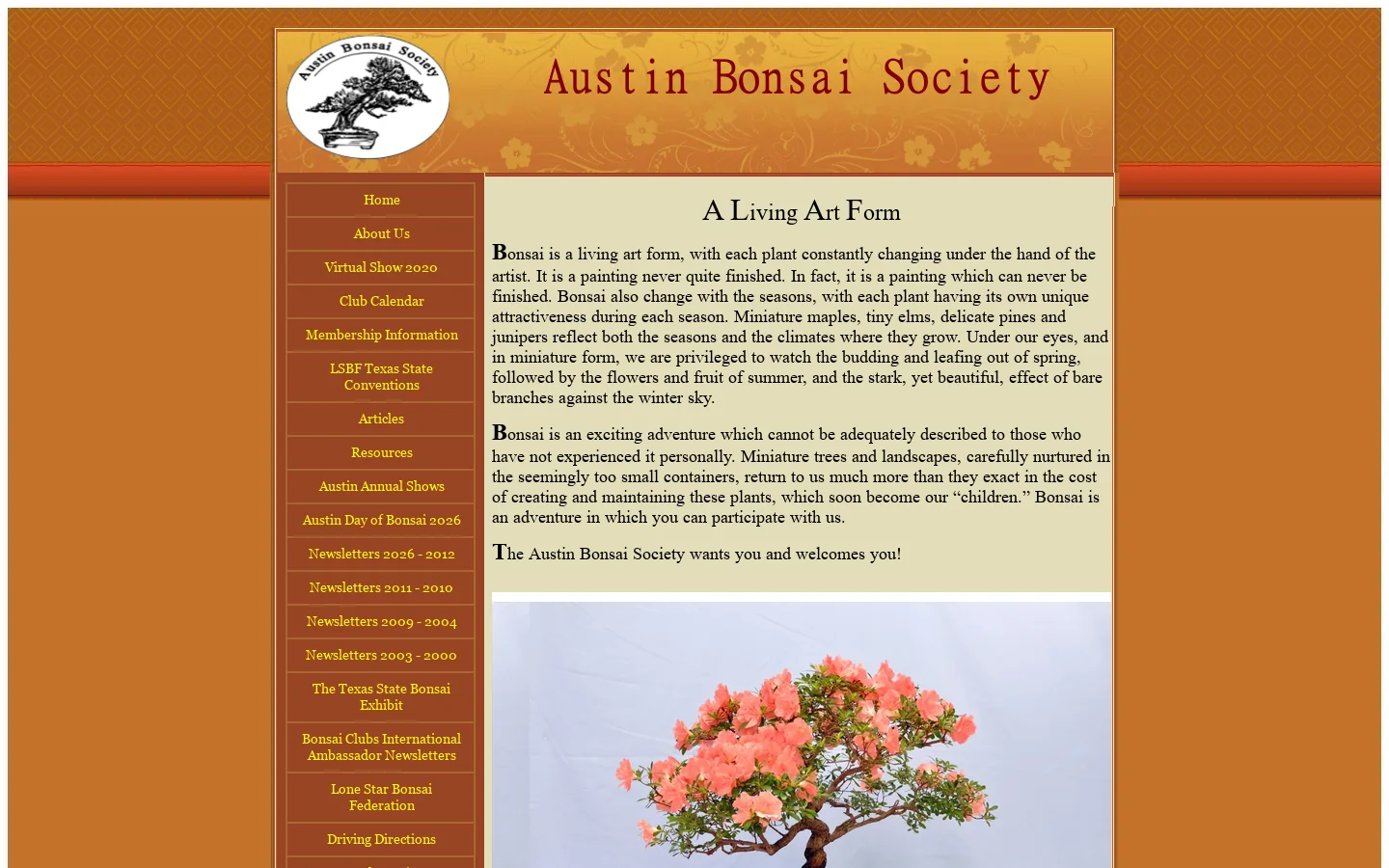 Austin Bonsai Society 首页截图