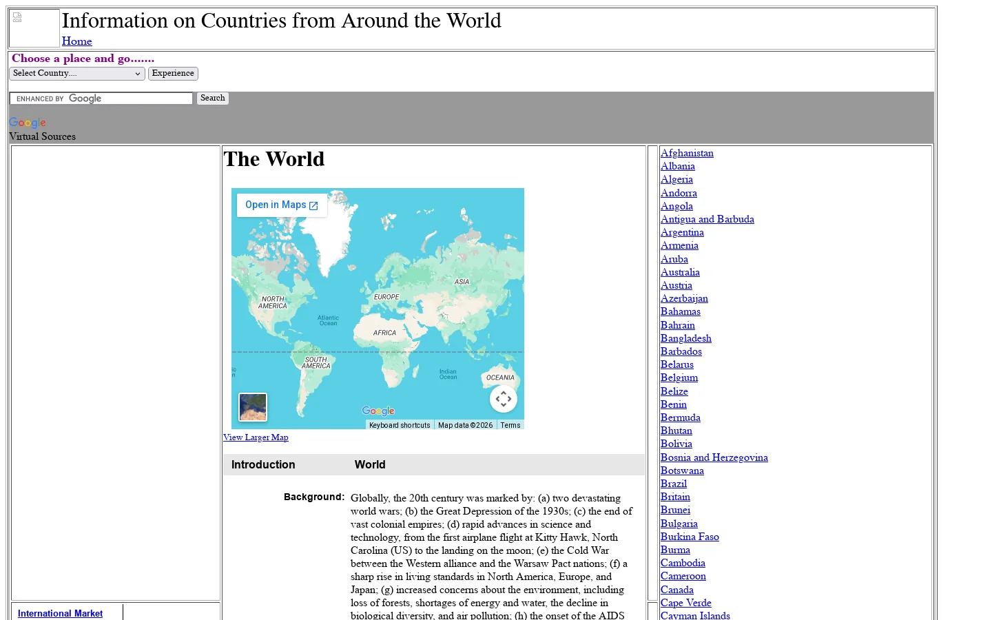 Country Information 首页截图