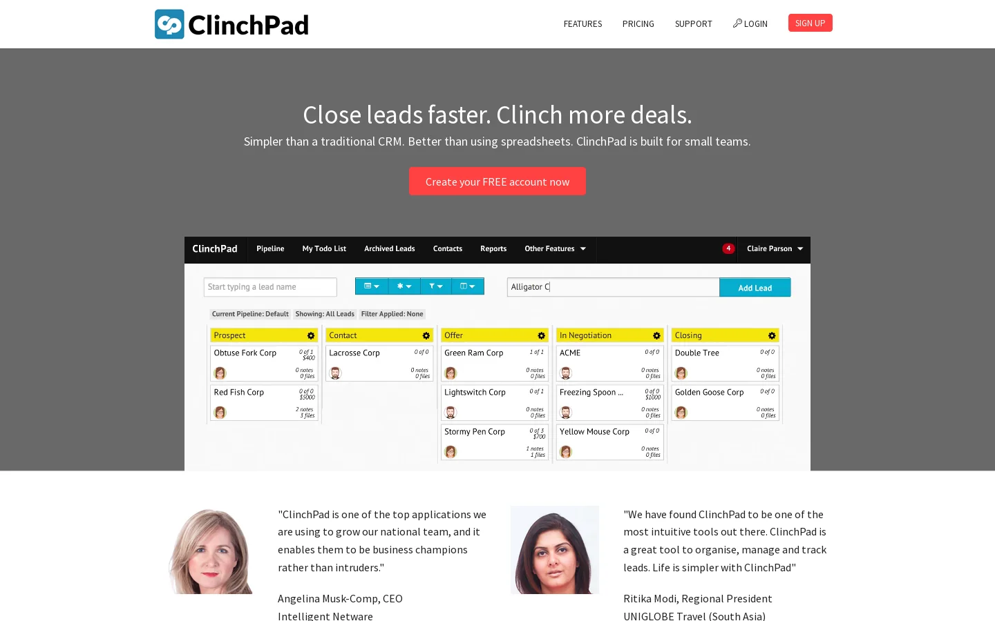 Online sales CRM for small teams- track & manage your sales leads 首页截图