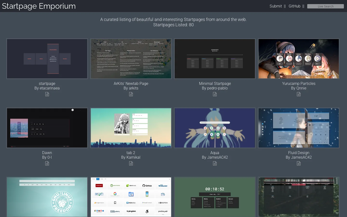 Startpage Emporium 首页截图