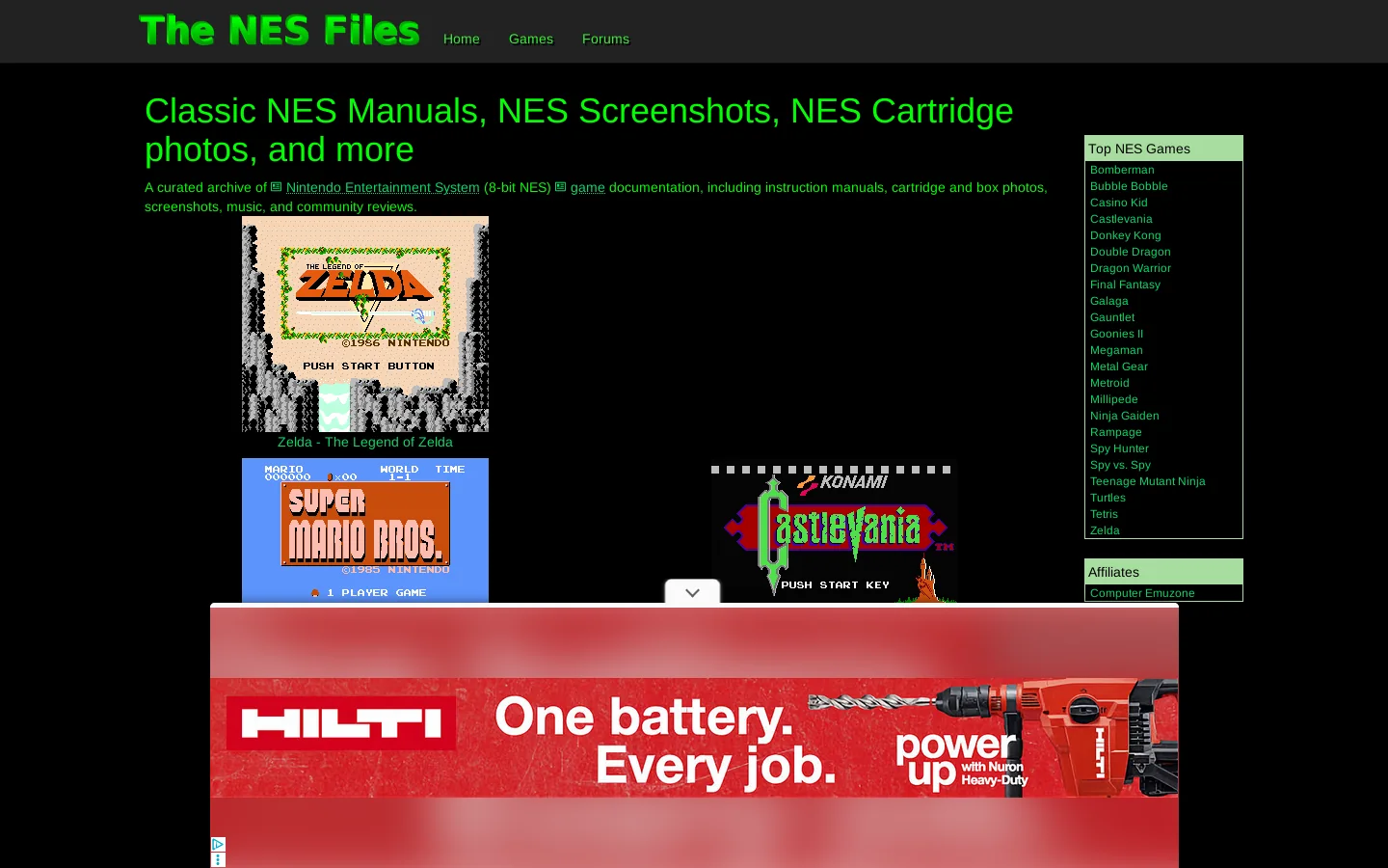 The NES Files - NES photos, full color manuals, and more - The NES Files 首页截图